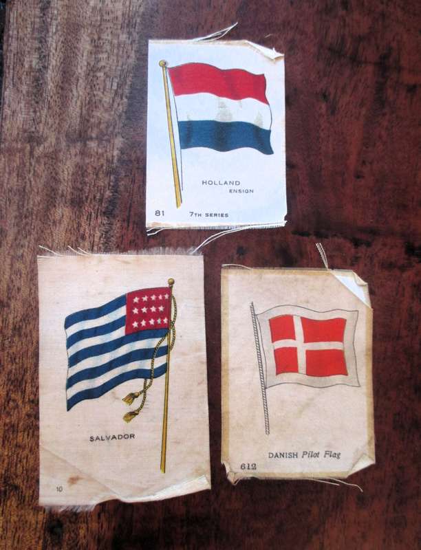 Lot of 3 Antique Silk BDV Cigarette Card Flags