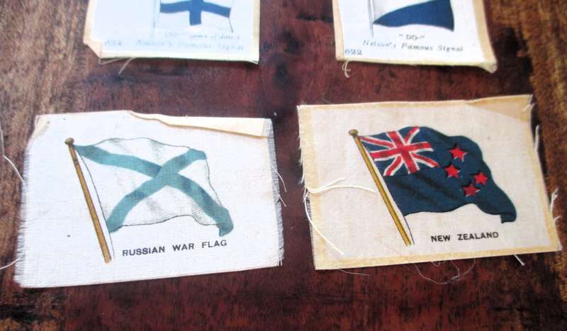Lot of 4 Antique Silk BDV Cigarette Card Flags
