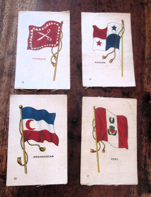 Lot of 4 Antique Silk BDV Cigarette Card Flags