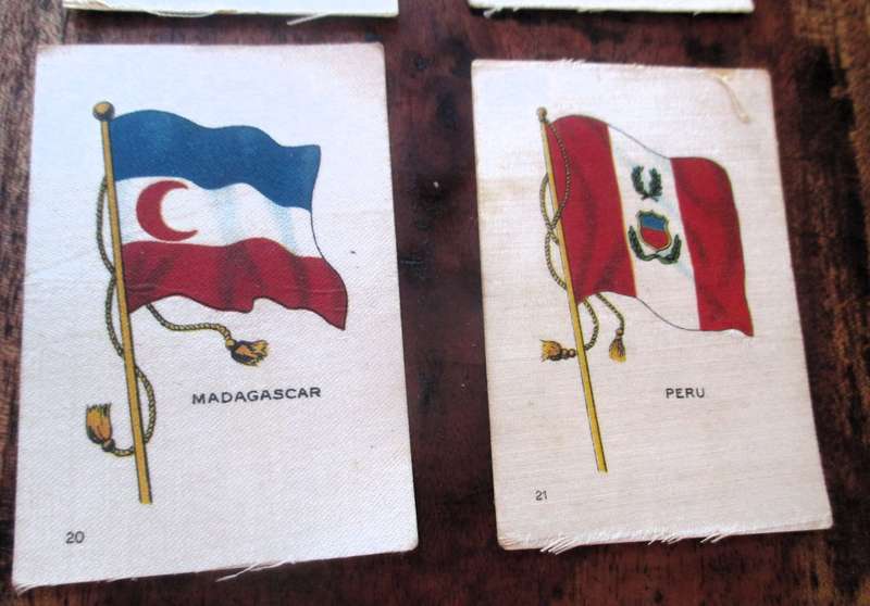 Lot of 4 Antique Silk BDV Cigarette Card Flags