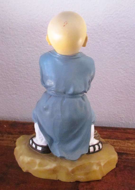 Vintage Shaolin Baby Monk Resin Figurene carring a bucket. Very Collectable. 140x100mm