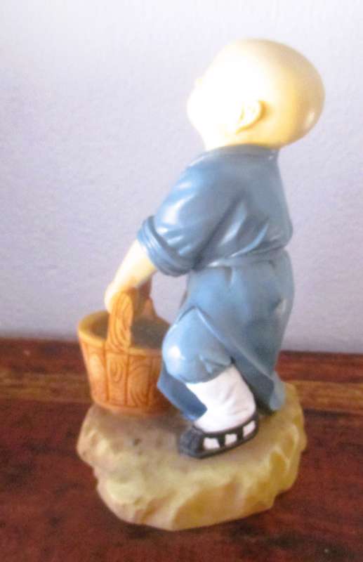 Vintage Shaolin Baby Monk Resin Figurene carring a bucket. Very Collectable. 140x100mm