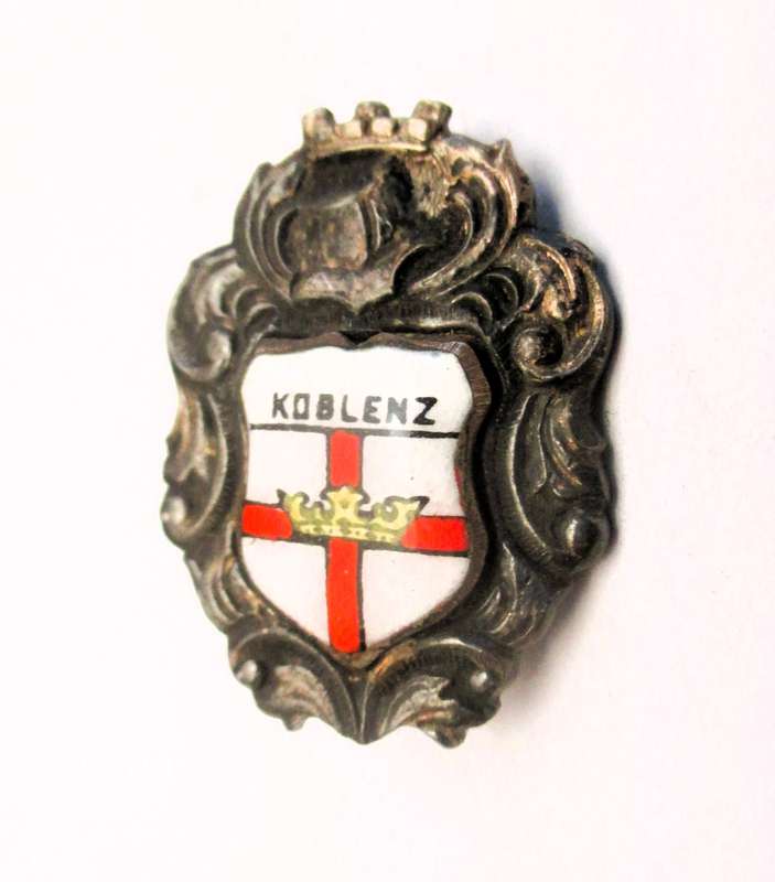 VINTAGE SILVER ENAMEL KOBLENZ GERMANY SHIELD brooch/pin