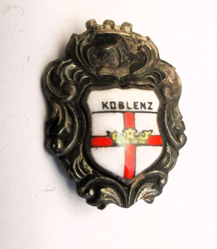 VINTAGE SILVER ENAMEL KOBLENZ GERMANY SHIELD brooch/pin
