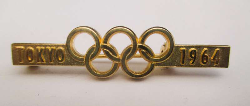 VINTAGE Gold Color Olympic 1964 tie pin/brooch 40mm