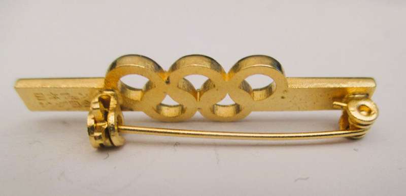VINTAGE Gold Color Olympic 1964 tie pin/brooch 40mm