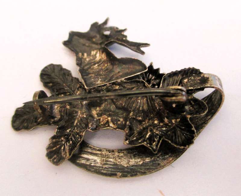 VINTAGE 1930s Austrian Tirolean Souvenir Brooch from Westendorf with Stags Head in Pressed Tin