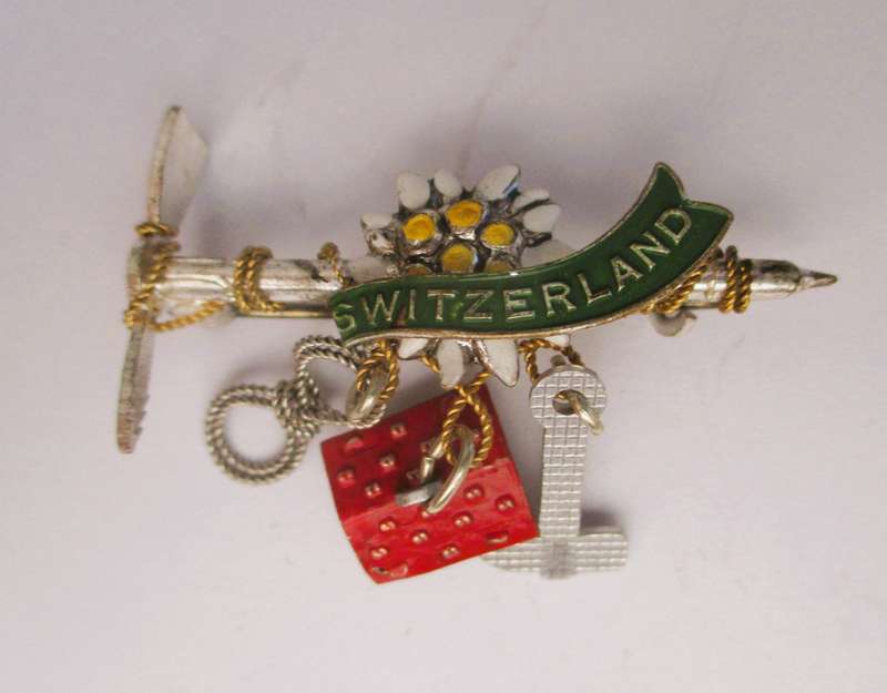 Vintage Switzerland Alps Hiking Flower Pic, Rope Tyrol Hat Pin