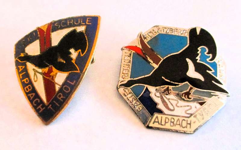 Lot of 2 Alpine SKI Austria Tyrol 1950-60 enamel badges