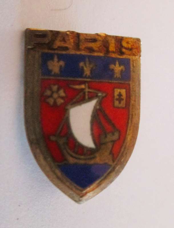 BROCHE ANCIENNE BLASON PARIS COAT OF ARMS PIN ARMOIRIES HERALDIQUE Badge