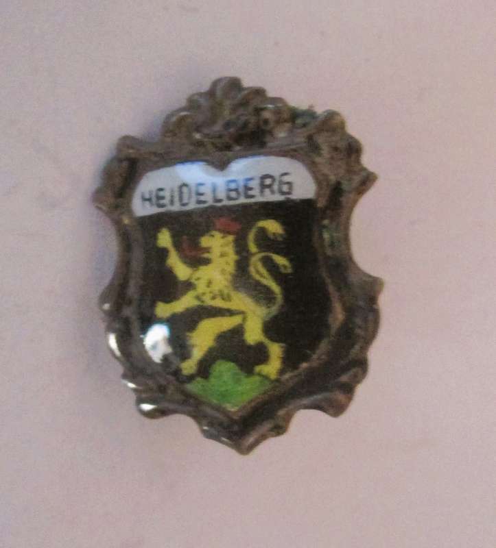Vintage Enamel Silver Heidelberg Germany Travel Shield Badge