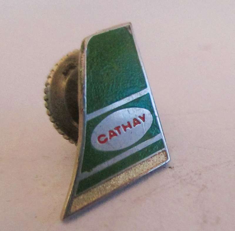 Vintage Souvenir enamel Cathay Air Travel Badge