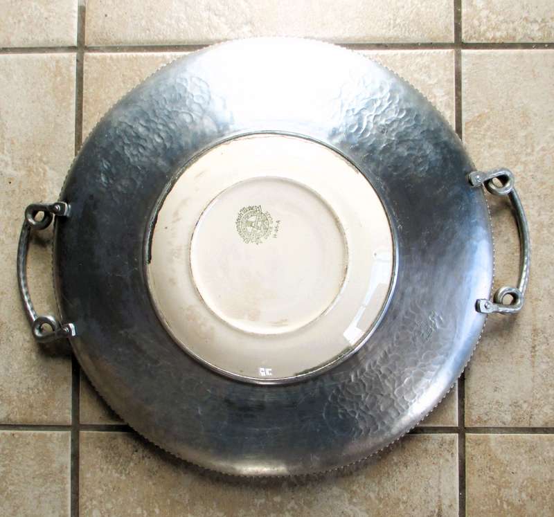 Large Shenandoah Ware Morning Glory With Cromwell Hand Hammered Wrought Aluminum Tray 470mm dia