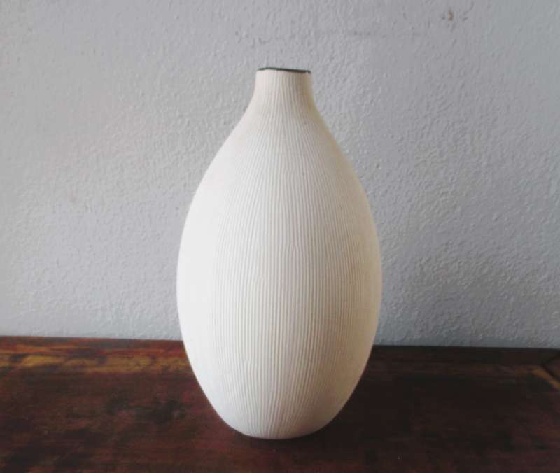 Ceramic Stripped Table Bud Vase, 200mm high
