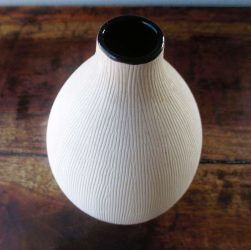 Ceramic Stripped Table Bud Vase, 200mm high