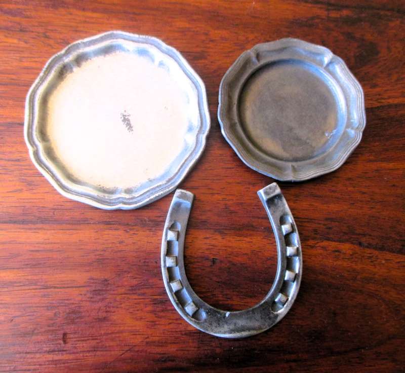 Vintage Lot of three Pewter items. As per photo.