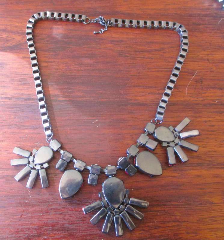 Vintage Bulky Pink crystal and glass stone statement necklace