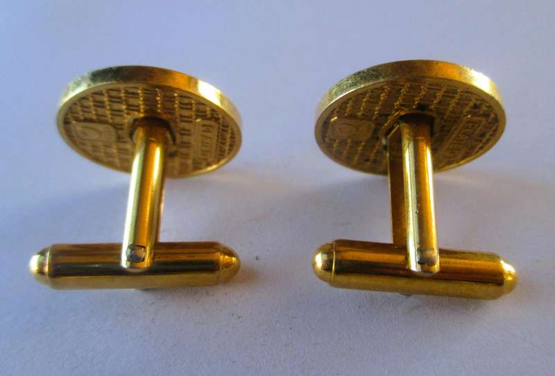 Vintage pair of gold plated Standard Bank Cufflinks. Marked.