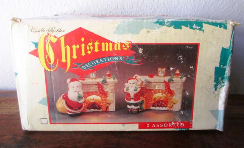 Night before Christmas Tea Light Candle Holder, Ceramic, Hand Painted, Vintage. 70x100mm in box