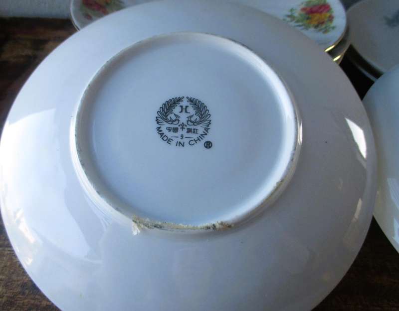 Lot of 7 Vintage Porcelain saucers. Thomas Germny and China rose graden.