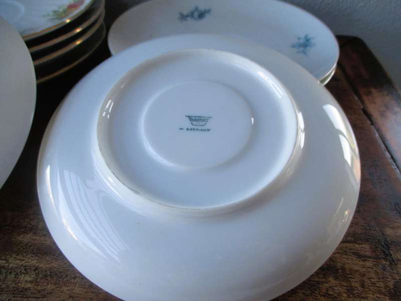 Lot of 7 Vintage Porcelain saucers. Thomas Germny and China rose graden.