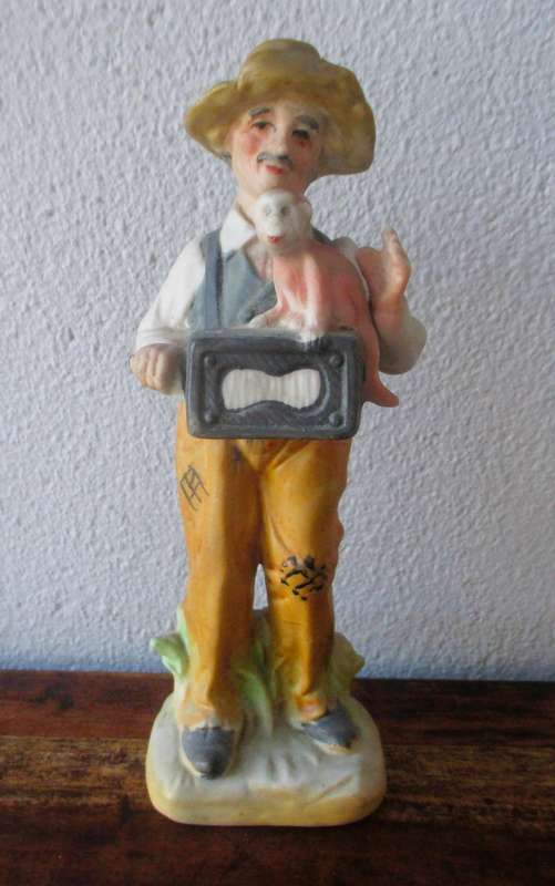 Vintage Homco Bisque Porcelain 70's 80's Monkey and old Man figurene. 180mm high