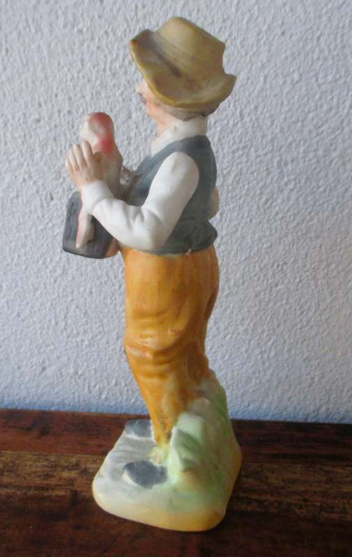 Vintage Homco Bisque Porcelain 70's 80's Monkey and old Man figurene. 180mm high