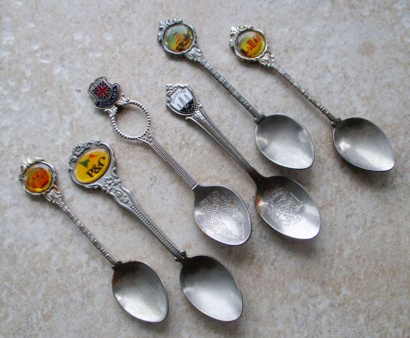 Lot of 6 Vintage Travel Memoribilia Collectable Spoons.