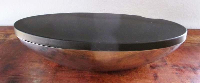 Nambe Minimalist Modern Cheese and Nut Bowl W/ Built-in Knife for Serving and Picnics , in box