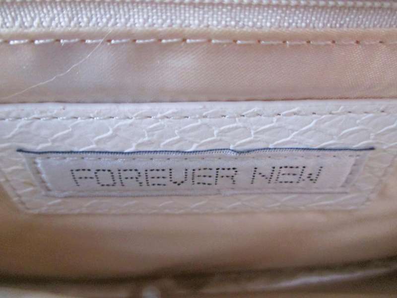 Forever New Travel Wallet White Faux Leather Tickets Passport Compartments Strap