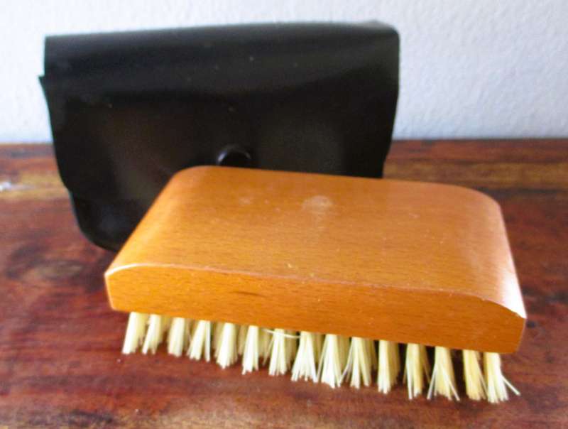 Vintage Mohawk Genuine Satinwood Pure Boar Bristle Brush in holder.