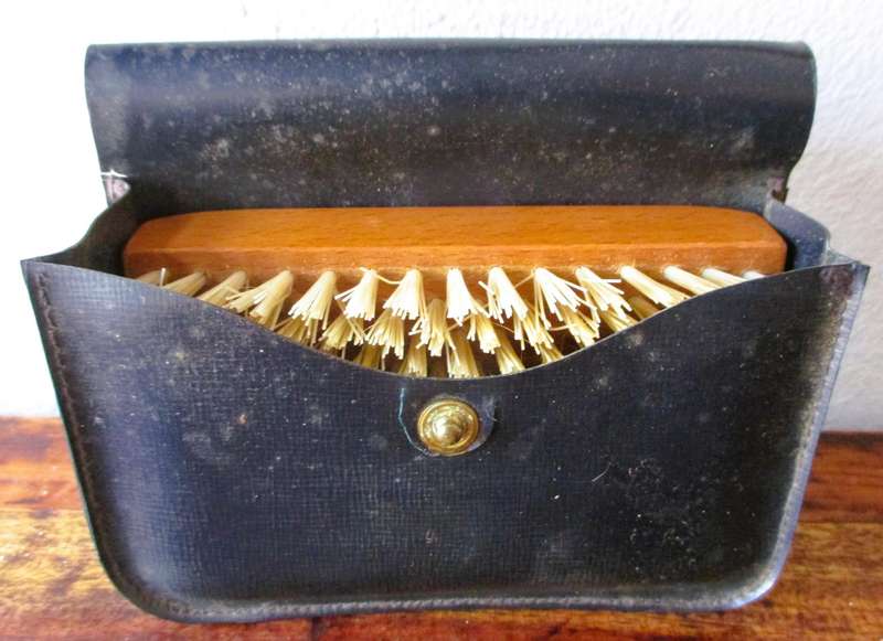 Vintage Mohawk Genuine Satinwood Pure Boar Bristle Brush in holder.