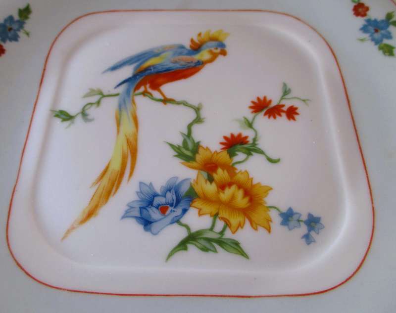 M Z Czechoslovakia Vintage Golden Pheasant Square Cake or Hanging Plate 24cm