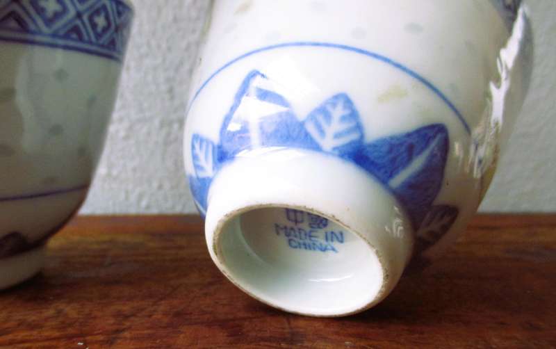 Lot of 4 Vintage Porcelain Rice Grain Tea Sake cup CHINA Hand Painted