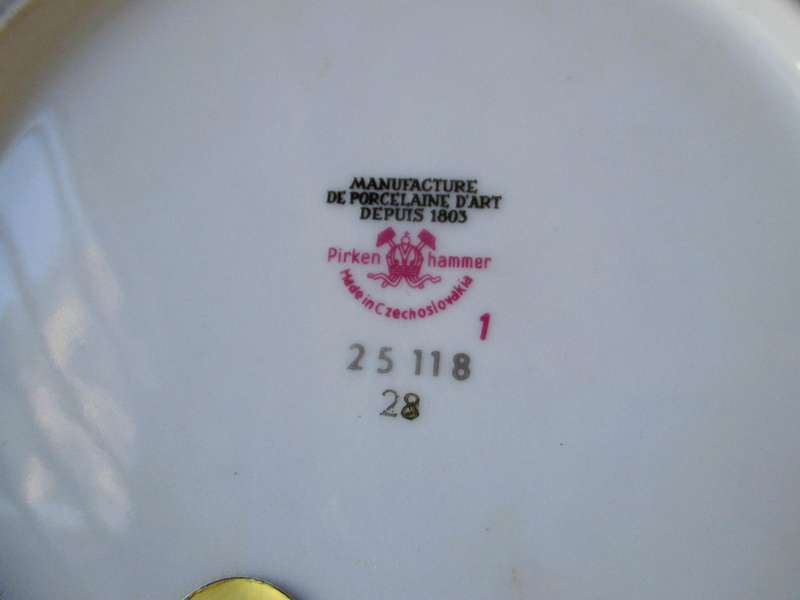 Vintage Pirken Hammer Porcelain Hand Painted Floral Pierced Bowl Czechoslovakia