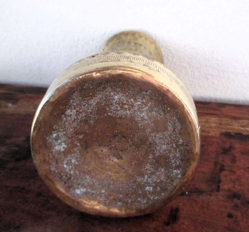Vintage Brass Etched Vase India Middle Eastern Pyramid Islamic Ethnic Intricate