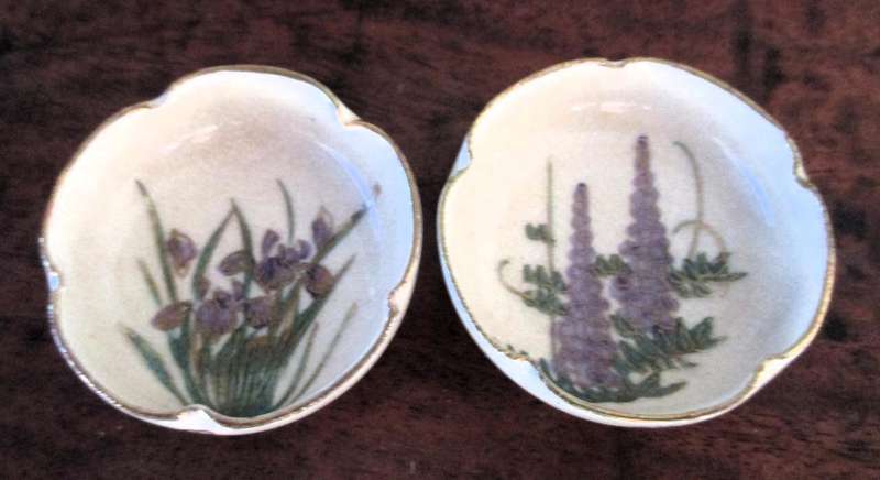 Lot of 2 Antique Japanese Satsuma Salt Cellar Bowls Signed