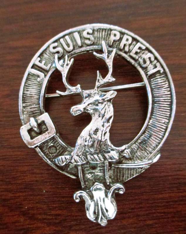 Art Pewter Scottish Clan Crest Badge Je Suits Prest Outlander