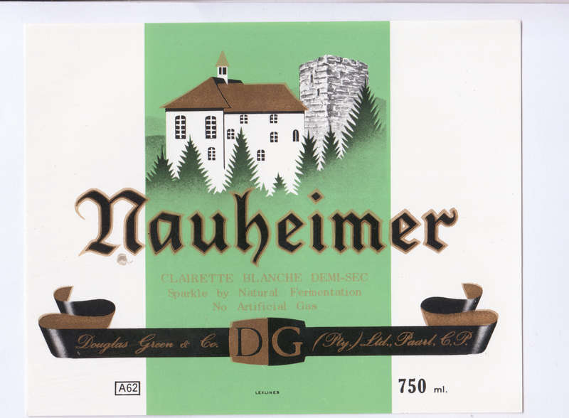 Vintage Wine Bottle Labels. Douglas Green Paarl. Riesling, St Augustine, Nauheimer.