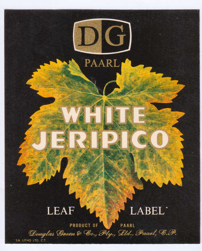 Vintage Wine Bottle Labels. Douglas Green Paarl. White and Red Muscadel, White and Red Jeripigo.