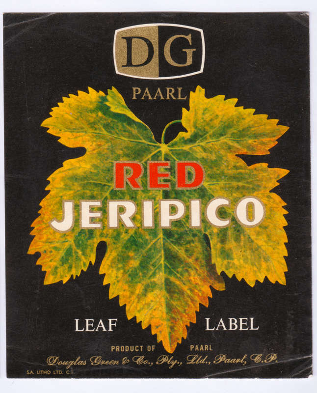 Vintage Wine Bottle Labels. Douglas Green Paarl. White and Red Muscadel, White and Red Jeripigo.
