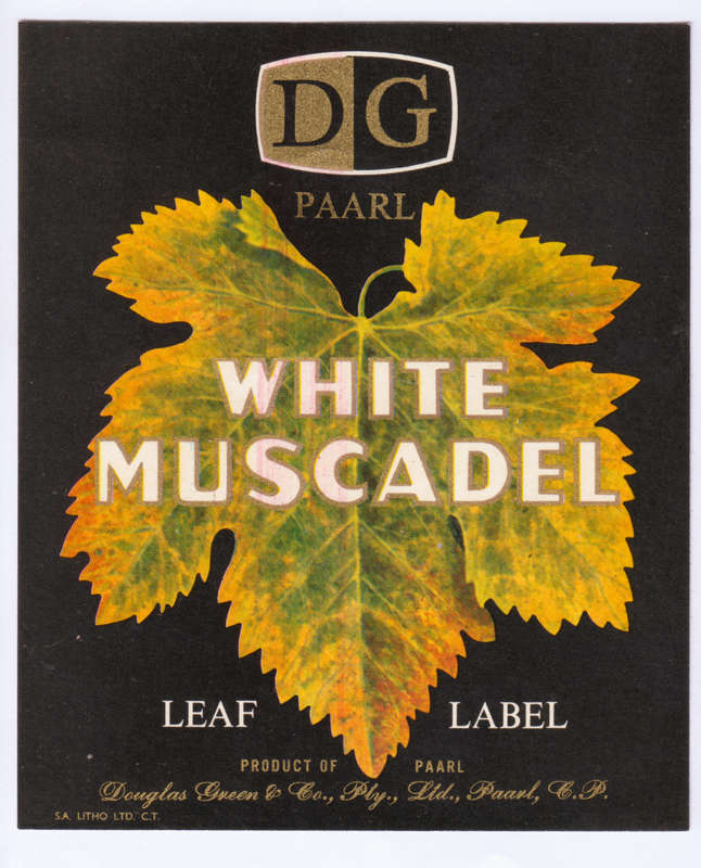 Vintage Wine Bottle Labels. Douglas Green Paarl. White and Red Muscadel, White and Red Jeripigo.
