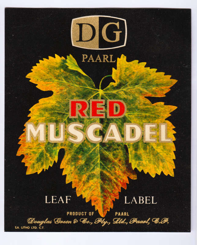 Vintage Wine Bottle Labels. Douglas Green Paarl. White and Red Muscadel, White and Red Jeripigo.