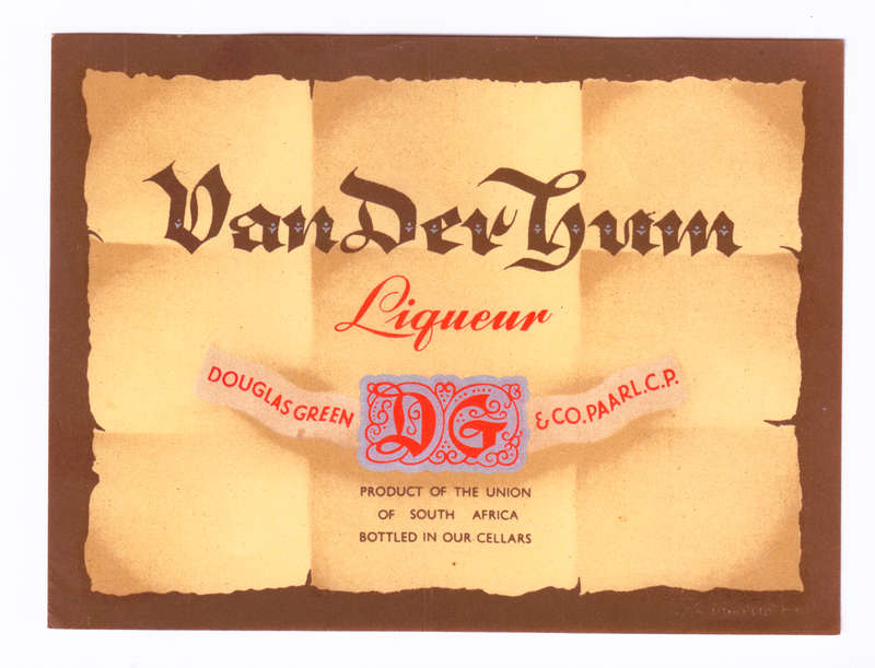 Vintage Wine Bottle Labels. Douglas Green Paarl. Gingeroma, Van der Hum Liqueur, Camelot Honey Lique