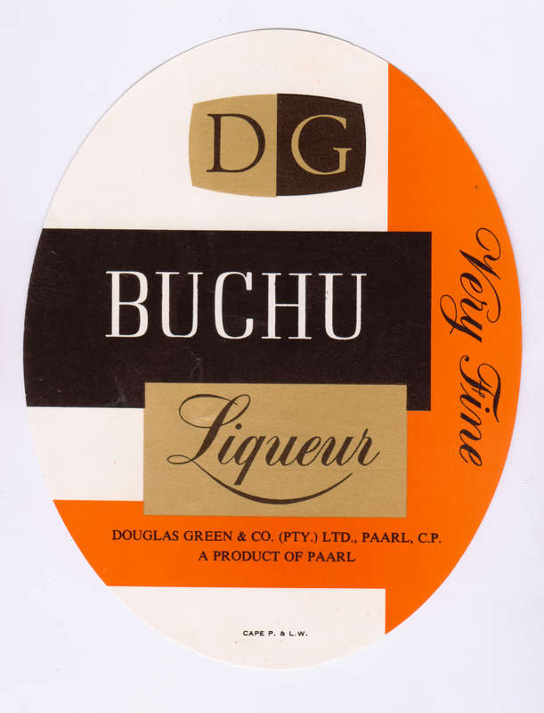 Vintage Wine Bottle Labels. Douglas Green Paarl. Buchu, Clove, Peppermint Liqueur.