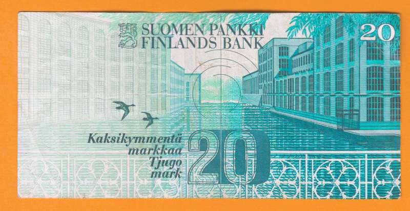 1993 Finland 20 Markkaa Bank Note