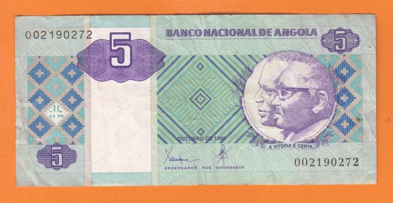 ANGOLA BANKNOTE - 5 KWANZAS - 1999 Bank Note