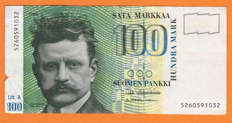 100 Markkaa FINLAND 1986 Bank Note