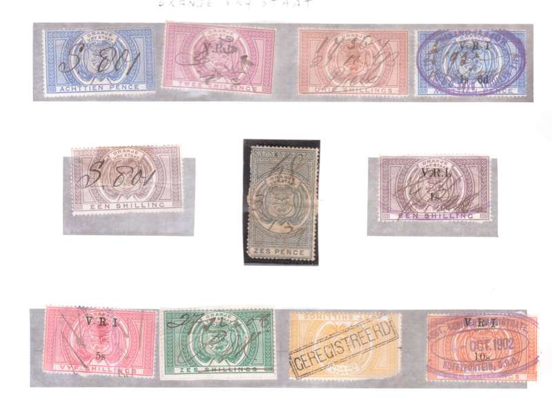 Oranje Vry Staat Stamps. Lot of 11 stamps. RARE.