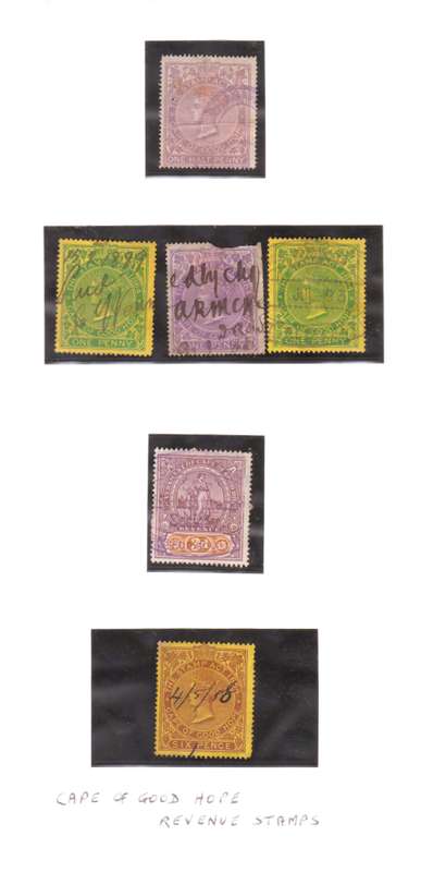 Cape of Good Hope Revenue Stamps, Lot od 6.